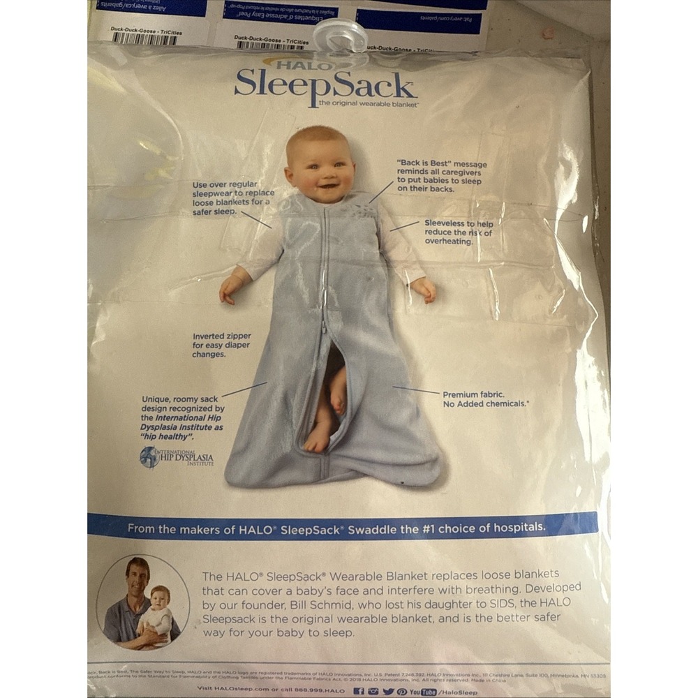 Halo SleepSack Original Wearable Blanket Blue Fleece Back Is Best M 6-12 Months - Picture 5 of 5